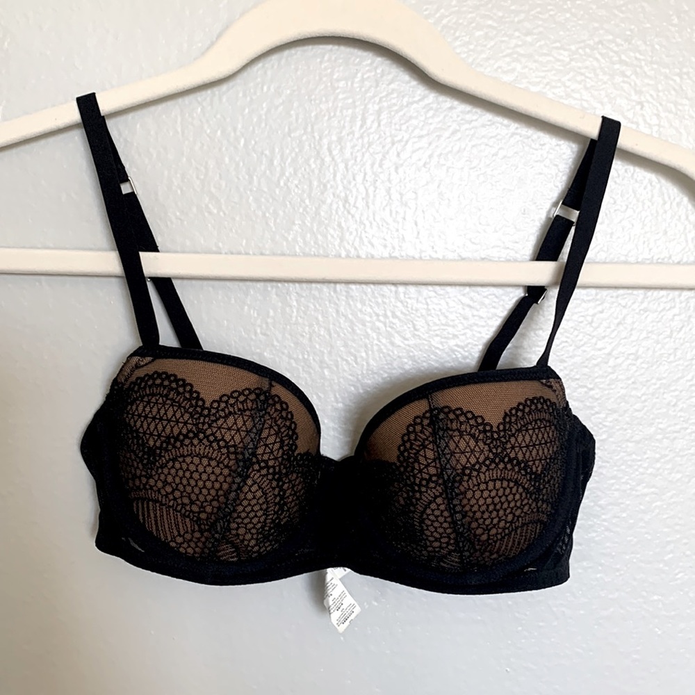 La Perla Studio 32C Black Lace Balconette Demi Bra